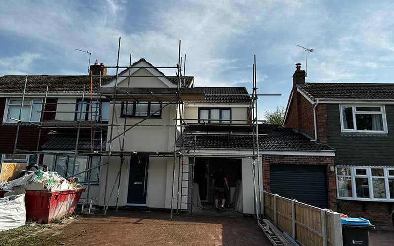 Scaffolding on Chester property for rendering work